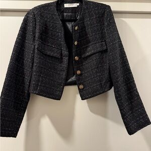 Astr Black and White Tweed Blazer